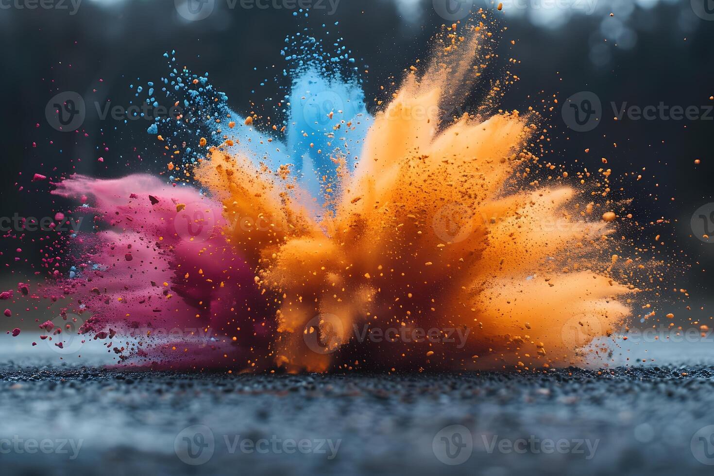 Colorful Powder Explosion for Creative Design and Artistic Backgrounds photo