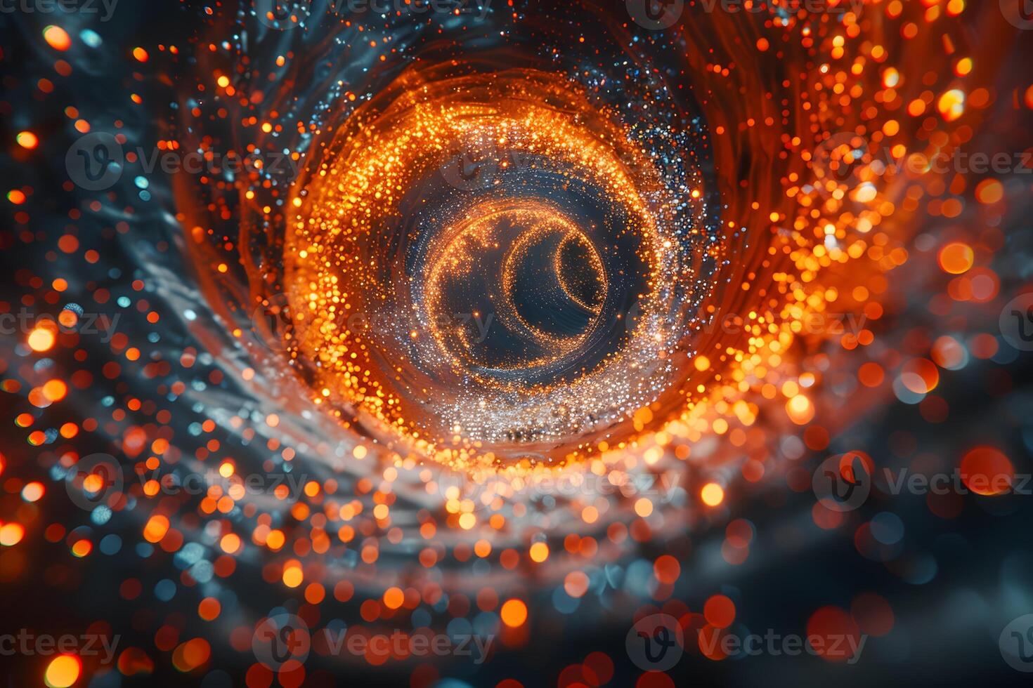 Vibrant Cosmic Tunnel with Glowing Particles for Futuristic Design Concepts photo