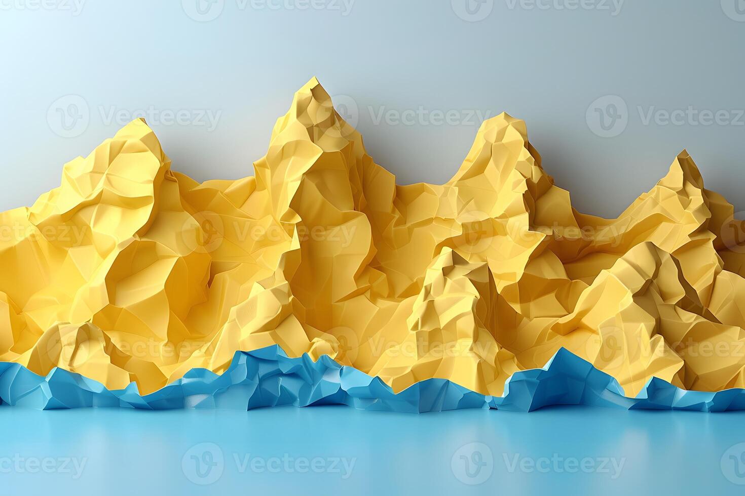 Geometric Mountain Landscape in Yellow and Blue Tones for Modern Art photo