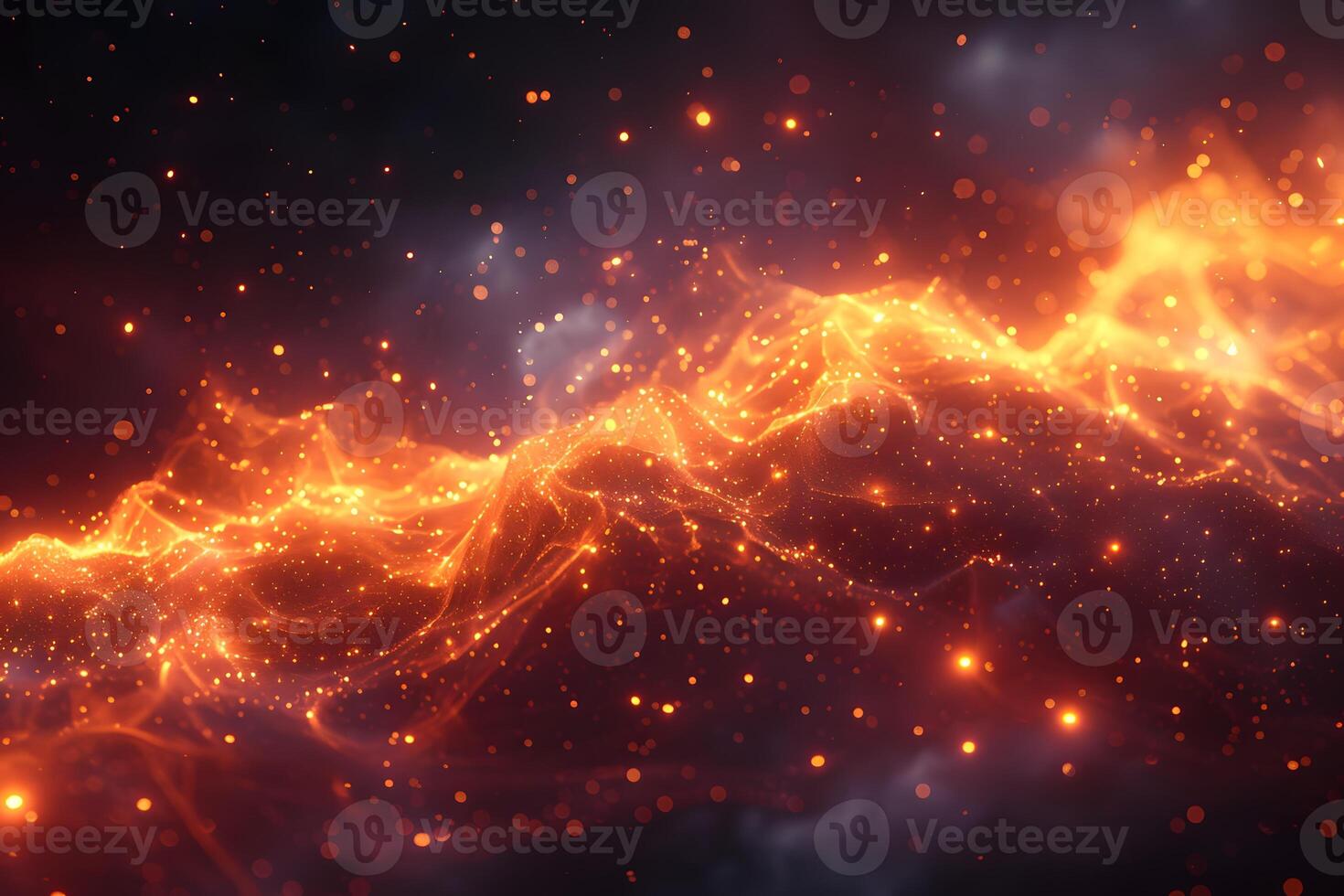 Fiery Abstract Wave with Glowing Particles for Dynamic Design Elements photo