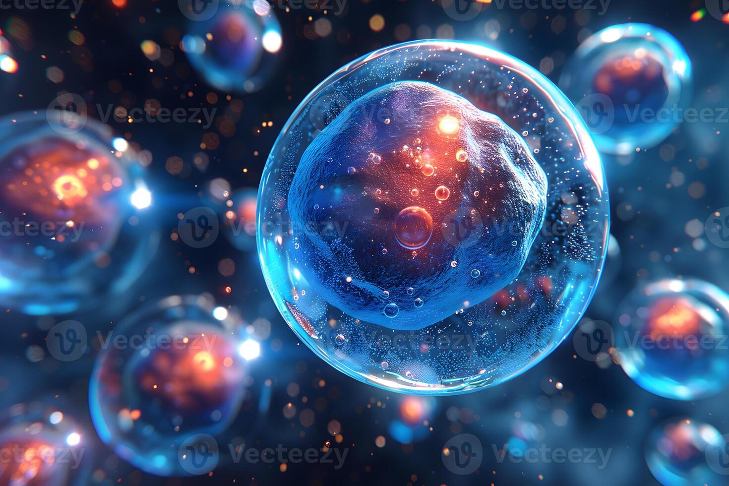 Futuristic Cellular Structure in Abstract Microbiology Concept Art photo