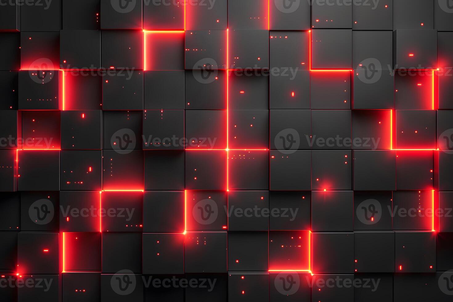 Futuristic Red Neon Grid on Black Surface - Abstract Digital Background for Innovative Design photo