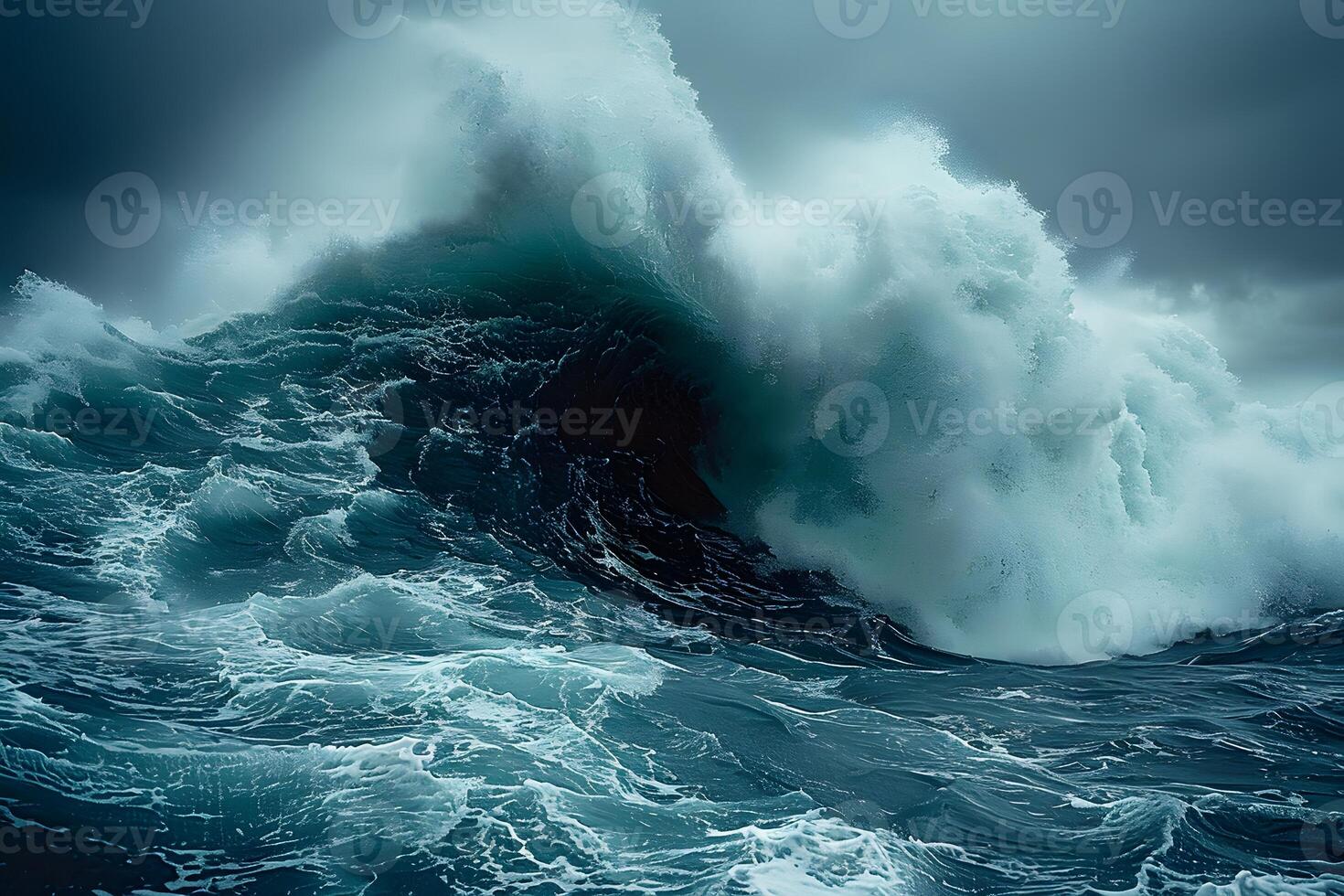 Majestic Ocean Wave Crashing with Power and Beauty - Perfect for Nature and Adventure Themes photo