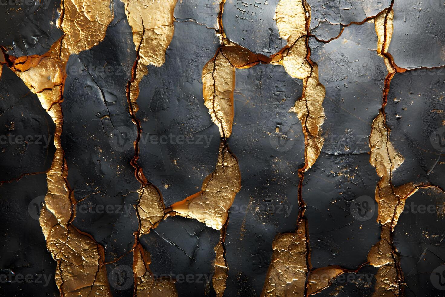 Abstract Gold and Black Texture - Luxurious Crackle Design for Art Print or Card photo
