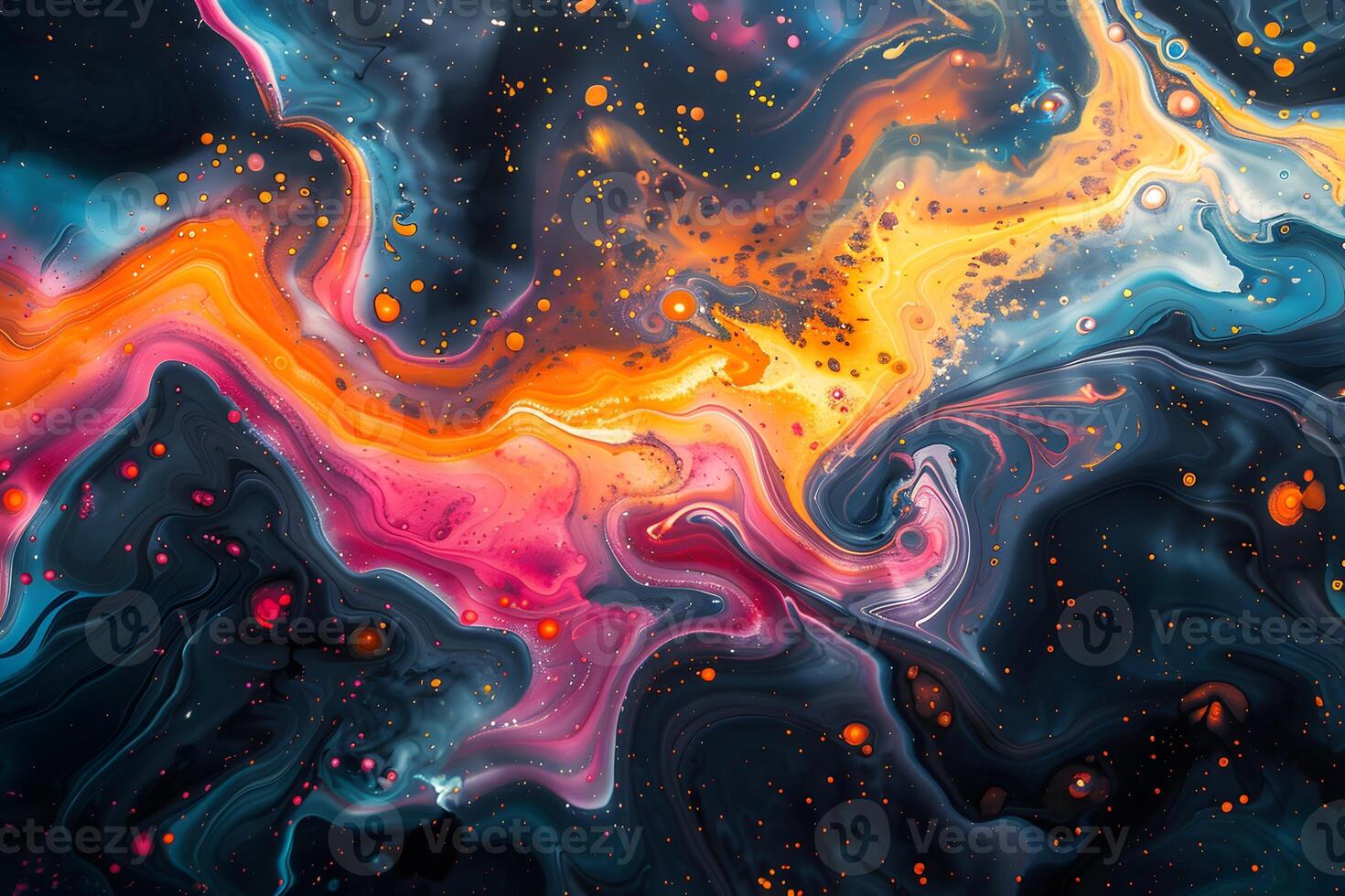 Vivid Abstract Fluid Art with Bright Swirling Colors and Cosmic Patterns photo