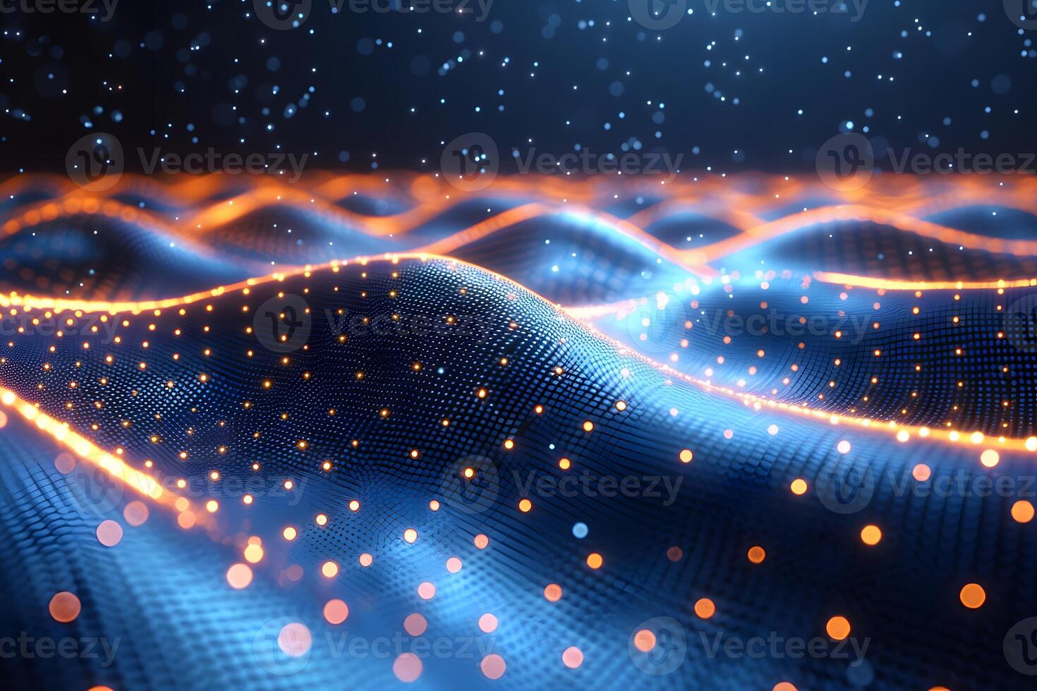 Futuristic Digital Wave with Glowing Data Points for Tech Innovation Design photo