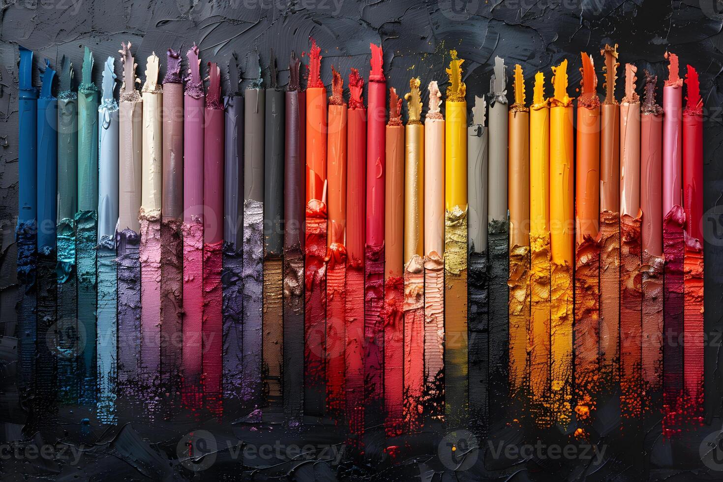 Vibrant Textured Color Palette with Crayons for Artistic Expression and Design photo