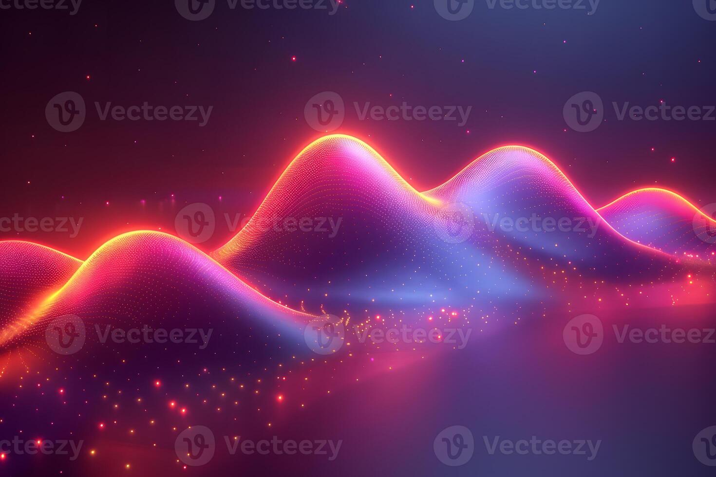 Vibrant Neon Waveforms in a Futuristic Digital Landscape Design photo