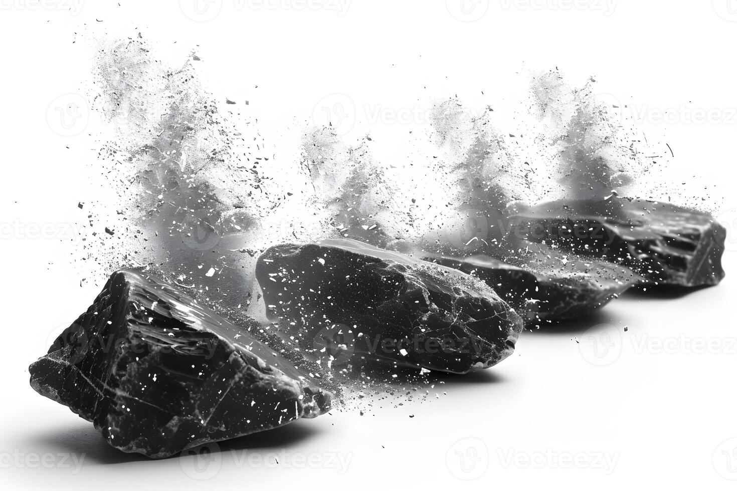 Dynamic Explosion of Shattering Rocks Captured in Motion for Creative Design photo