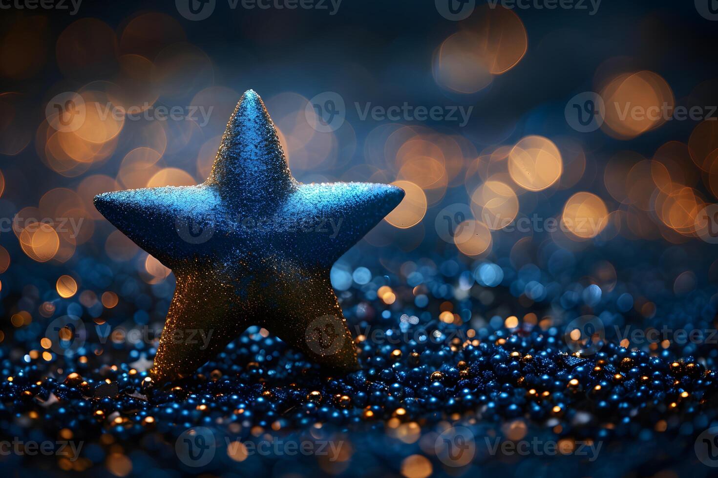 Sparkling Star Against Bokeh Background for Festive and Holiday Design photo