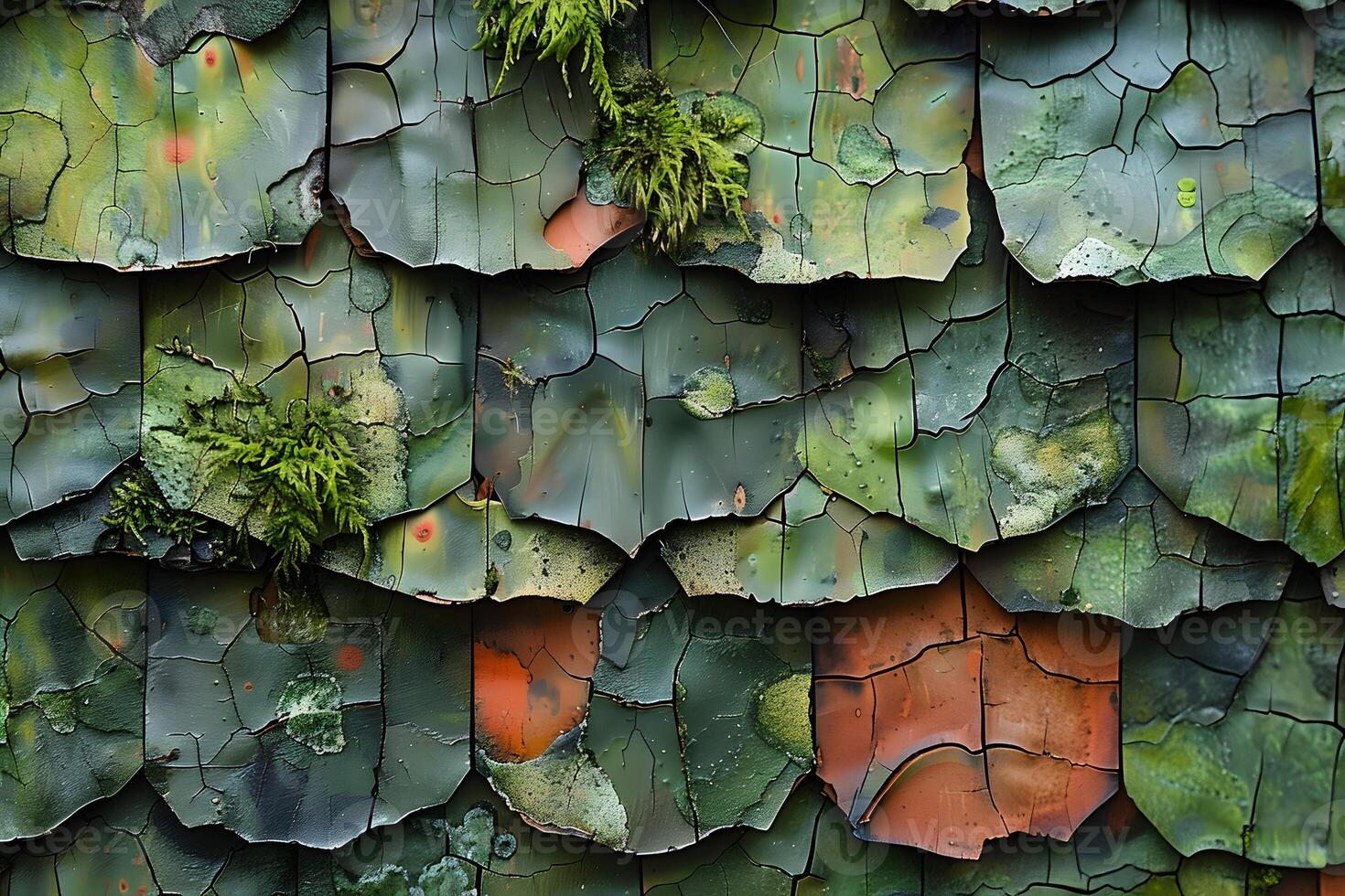 Abstract Natural Texture Weathered Green and Orange Mossy Surface for Design photo