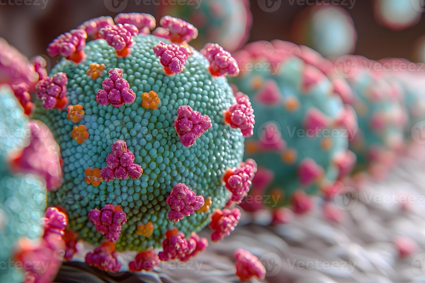 Detailed 3D Visualization of Virus Structure with Spiked Surface Proteins photo
