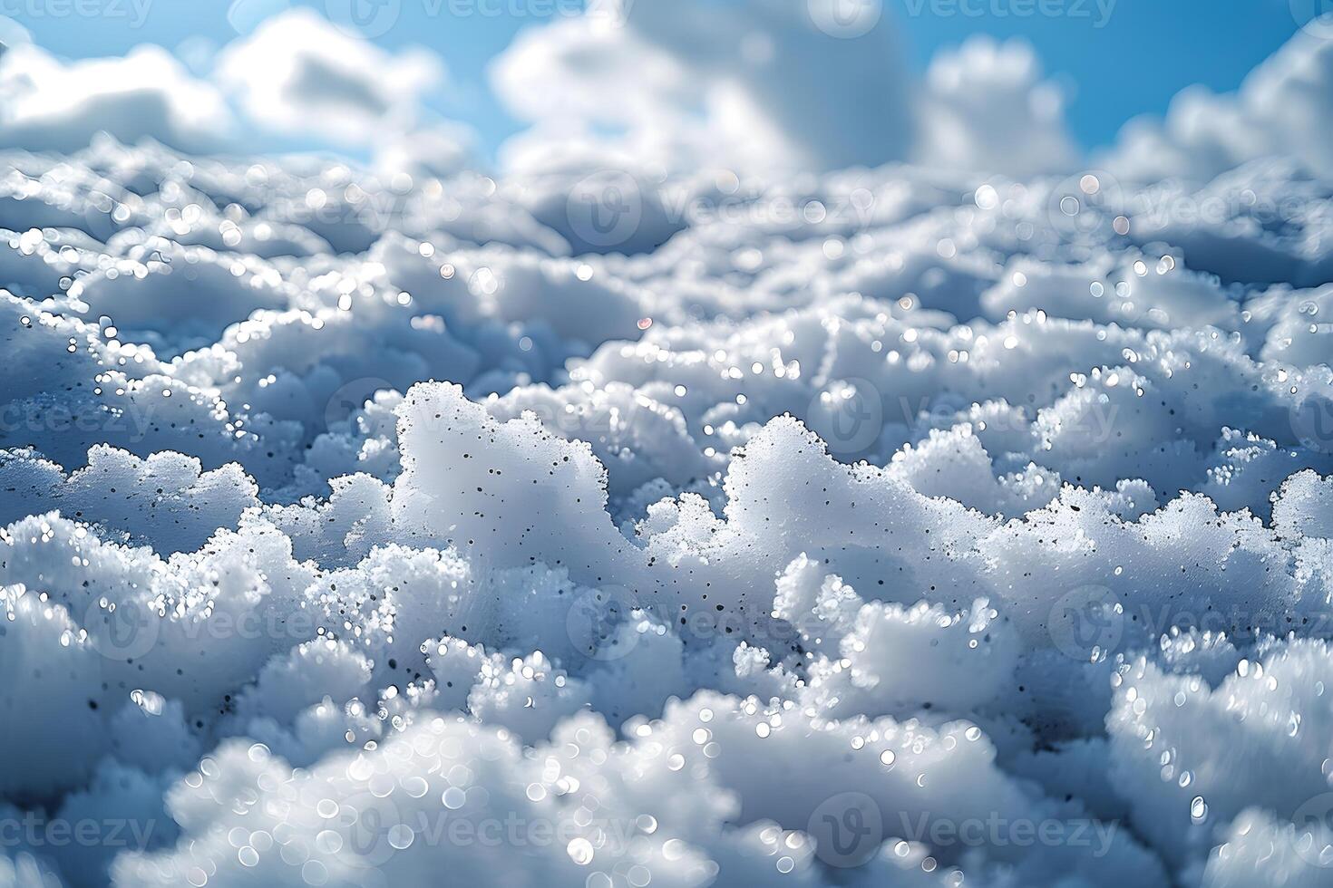 Glittering Snowy Landscape Under Clear Blue Sky for Winter Design and Nature Concepts photo