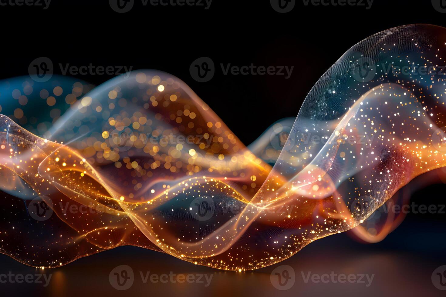 Abstract Digital Wave with Glowing Particles for Technology Design photo