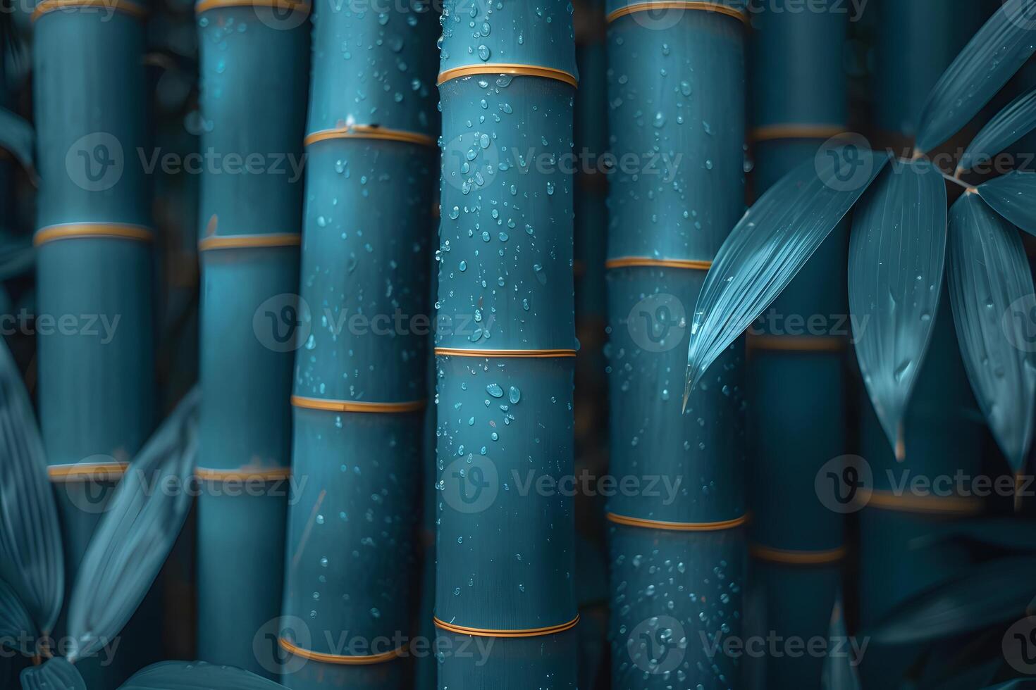 Tranquil Bamboo Forest with Dew-Kissed Stalks for Serenity and Nature Themes photo