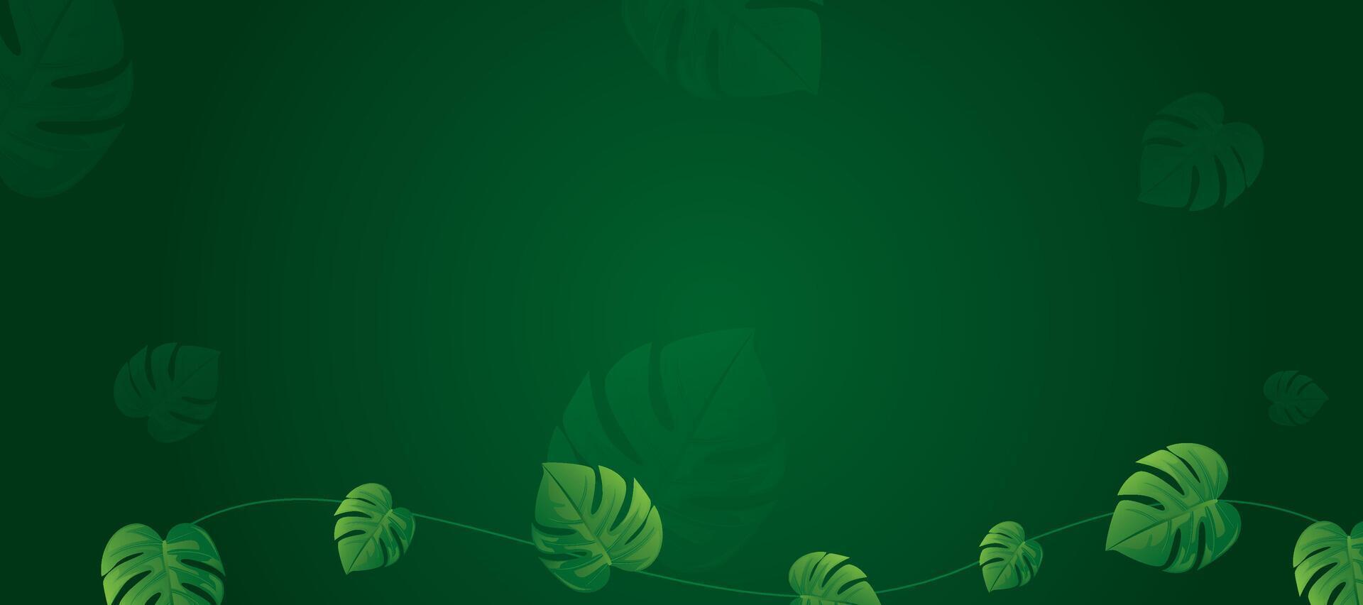 A green background with leaves and vines vector
