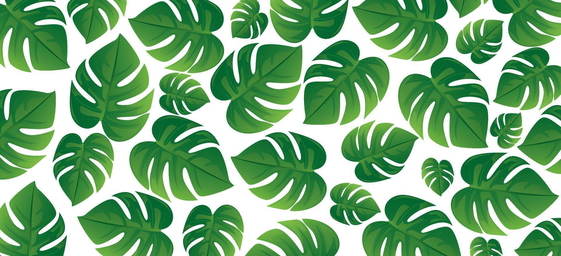 A pattern of green leaves on a white background vector