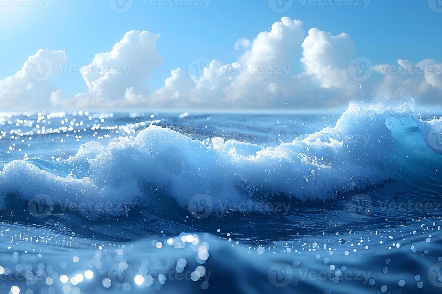 Majestic Ocean Waves and Sunlit Clouds for Relaxation and Coastal Design photo