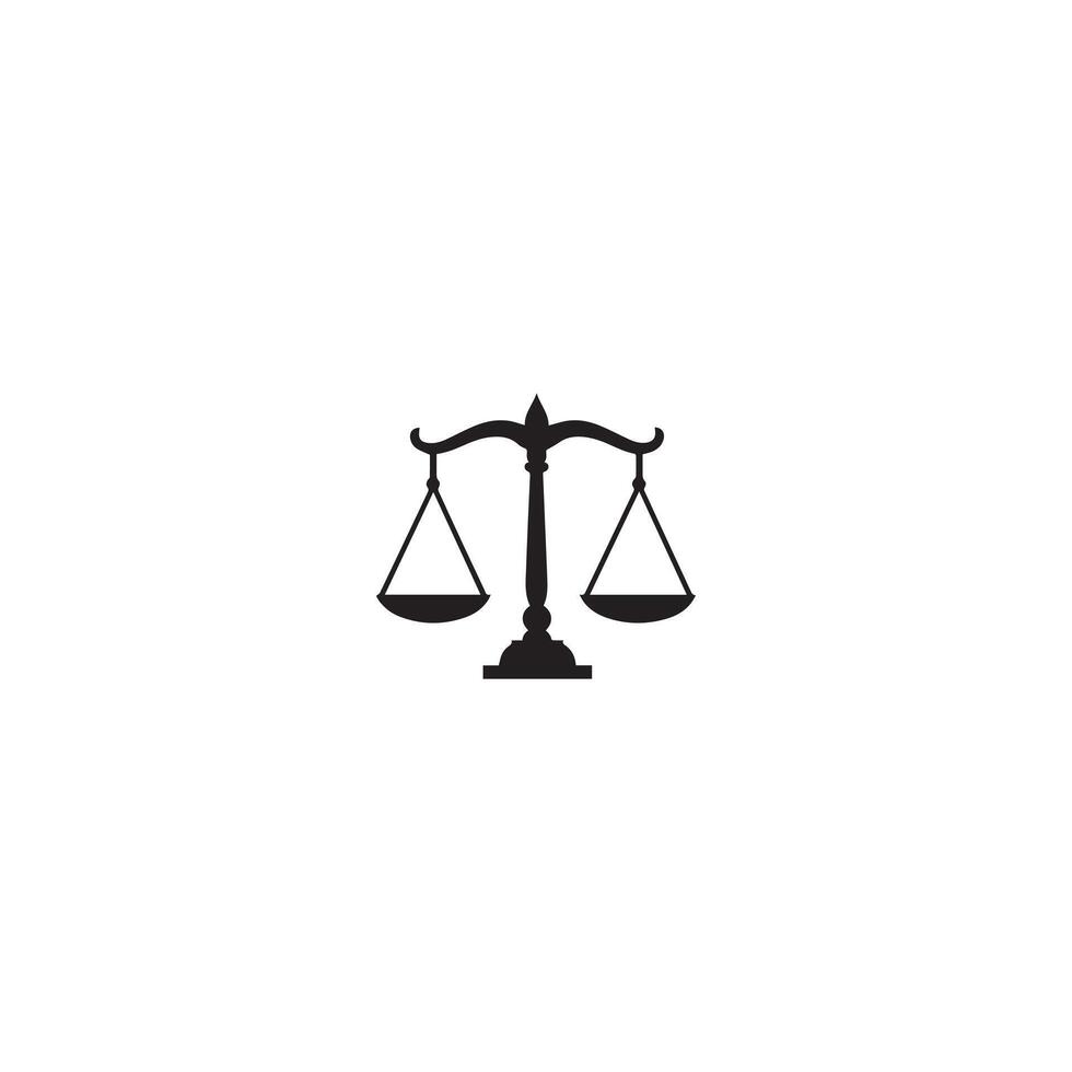 Scale of justice flat icon. Black scale of justice icon on white background. illustration vector