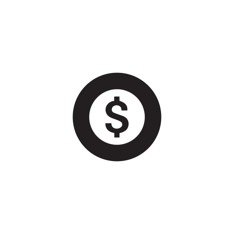 Dollar sign in a circle . Black dollar icon on white background. illustration vector