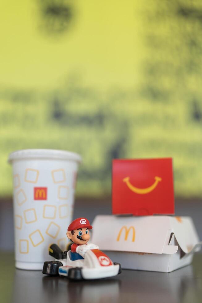 Bangkok, Thailand - December 4, 2024 Happy meal collection of cute Mario Kart from McDonald. The Mario Kart 8 Deluxe Happy Meals photo