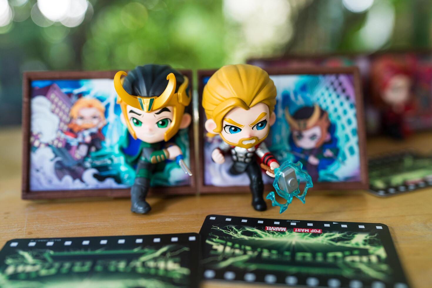 Bangkok, Thailand - December 4, 2024 Thor and Loki, Frame Series Figures from Pop Mart shop. photo