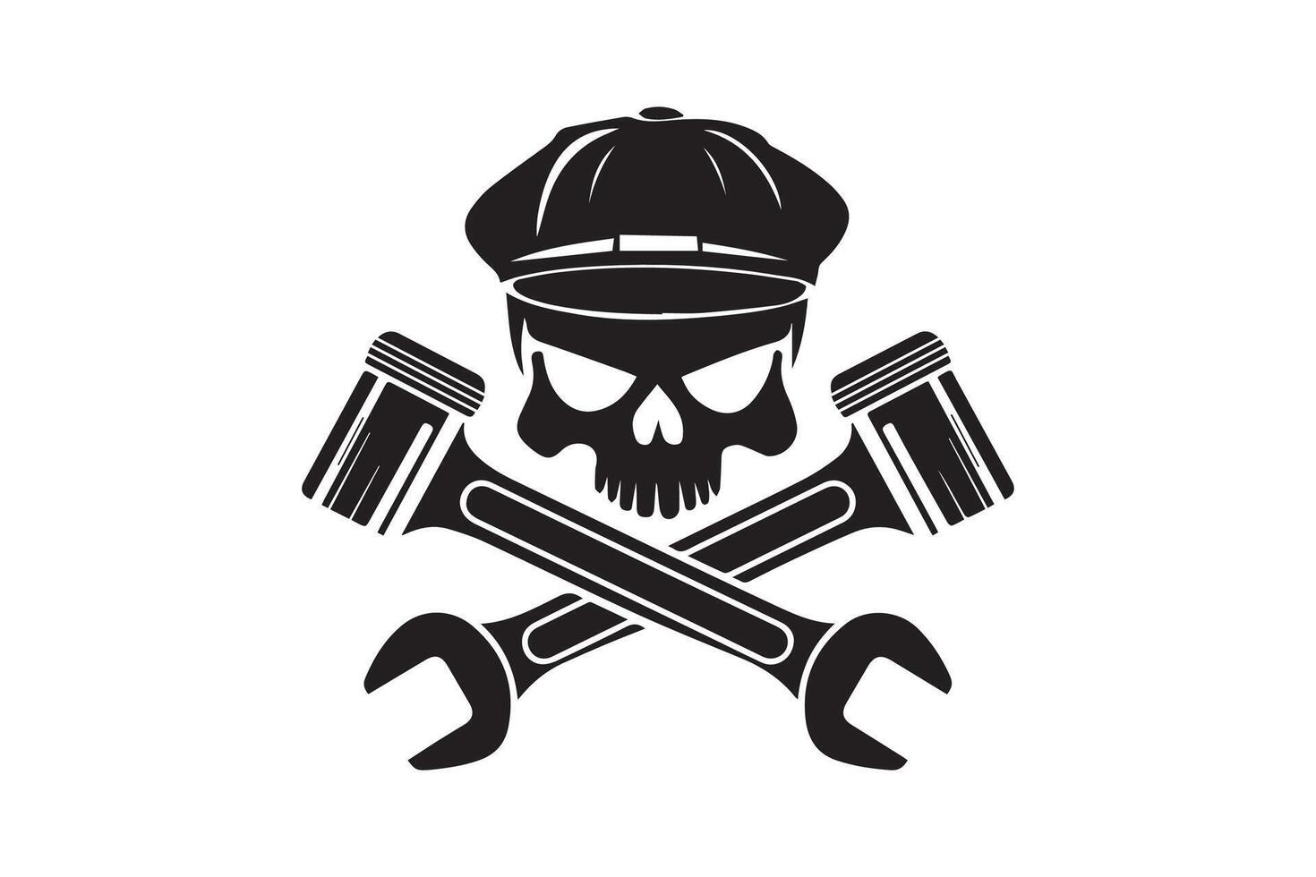 Crossed Wrenches and Pistons Icon of Mechanics vector