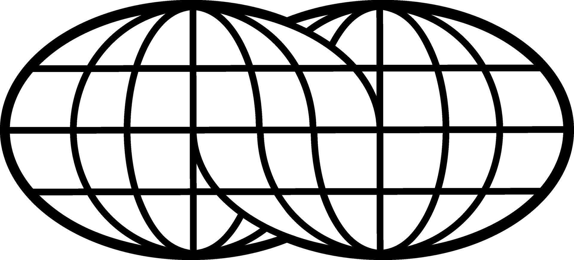 Two black and white globe symbols on a white background vector