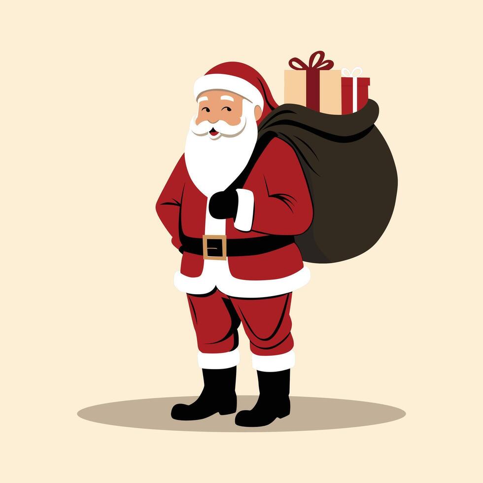 Jolly Santa Claus with Presents vector