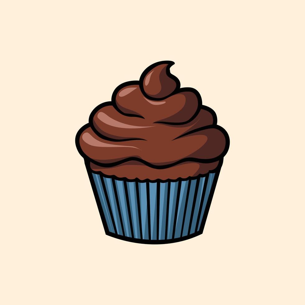 Delicious Chocolate Cupcake Illustration vector