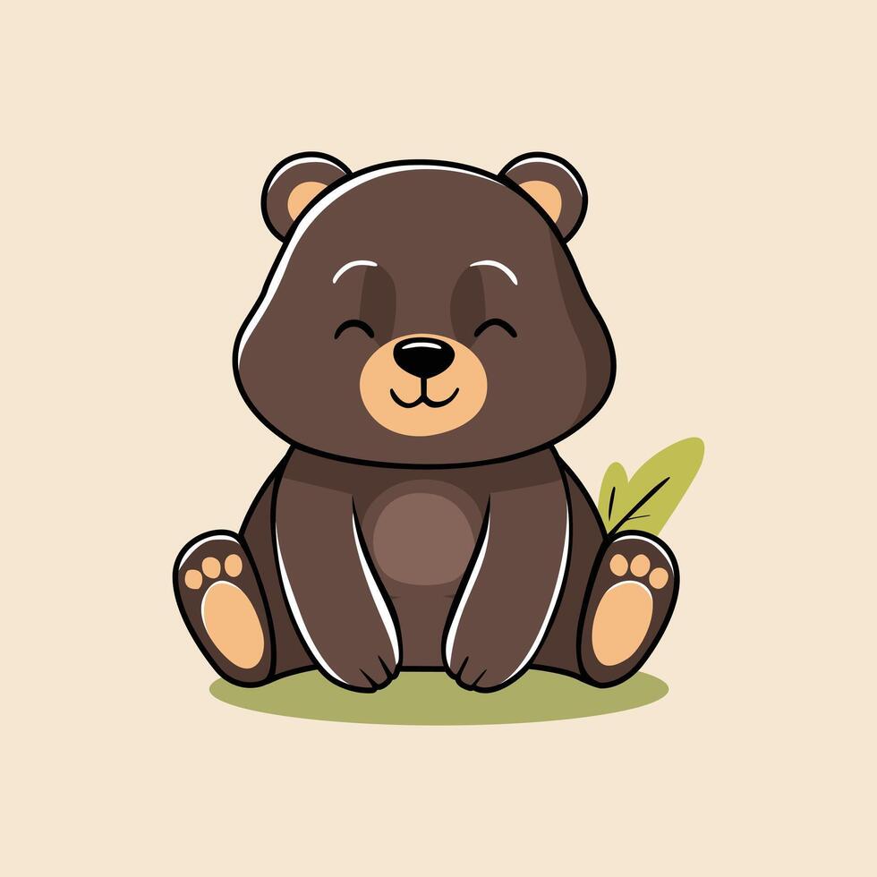 Cute Cartoon Bear Character Illustration vector