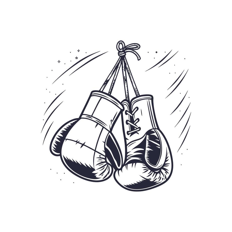 Boxing gloves hanging on a rope, illustration vector