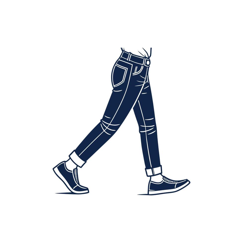 A man walking in jeans and sneakers vector