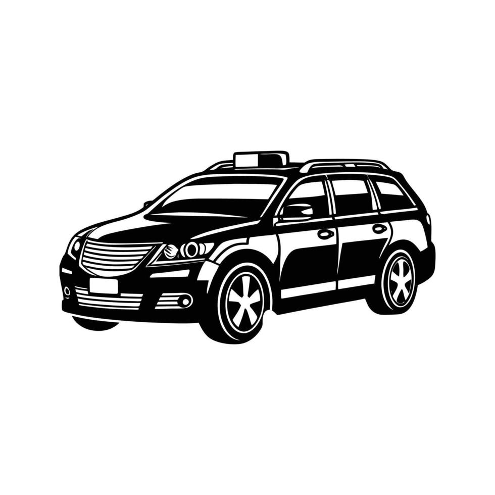 Black and white illustration of a car vector