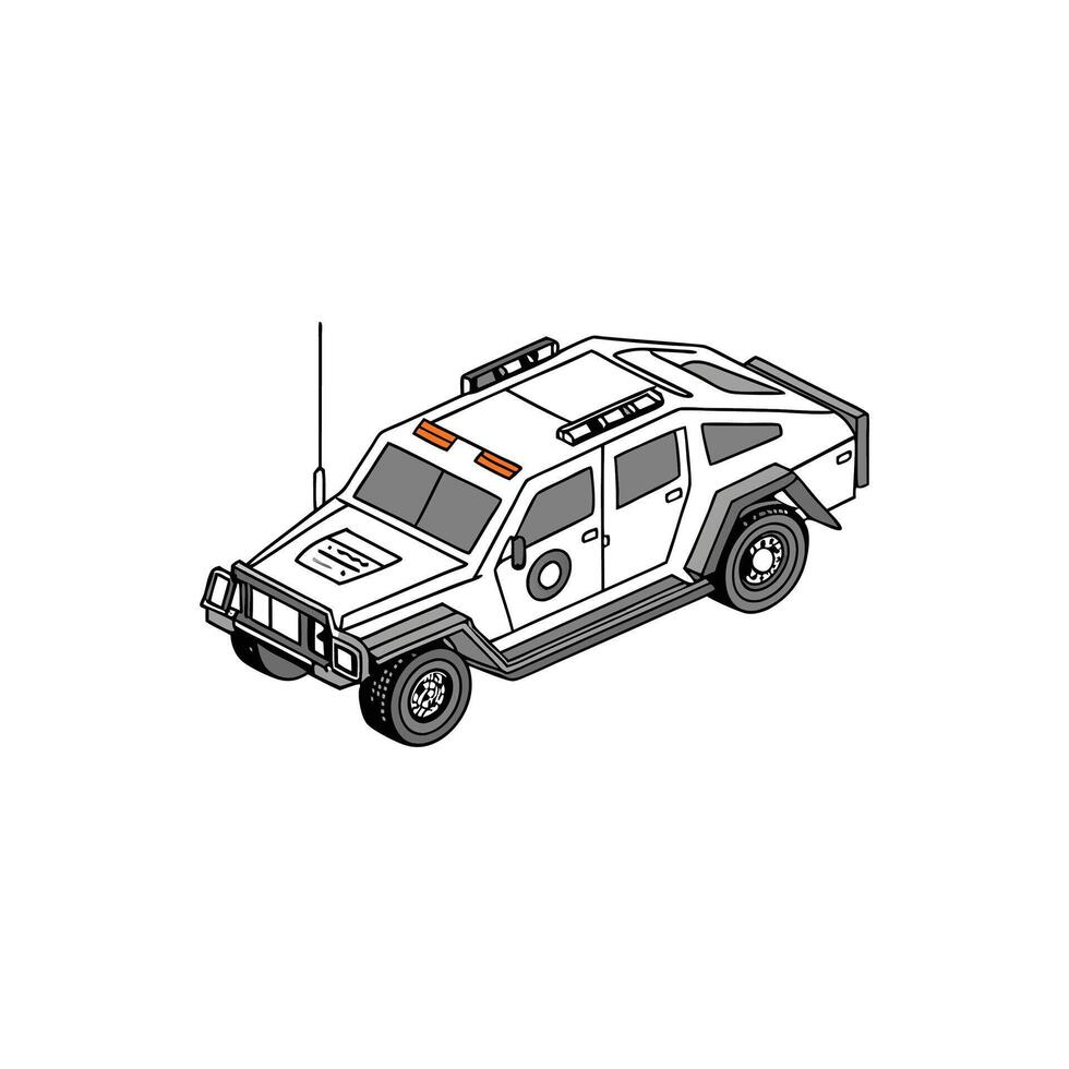 A cartoon vehicle is shown on a white background vector