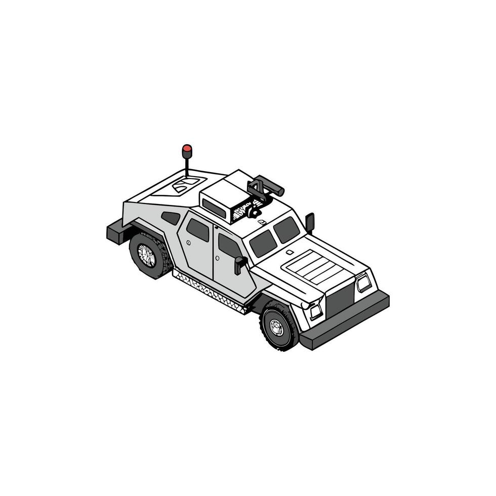 A cartoon vehicle is shown on a white background vector