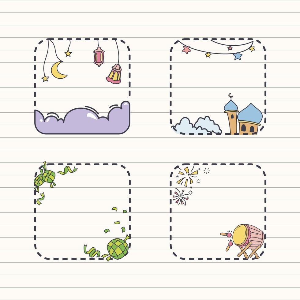cute ramadan journal frame doodle vector