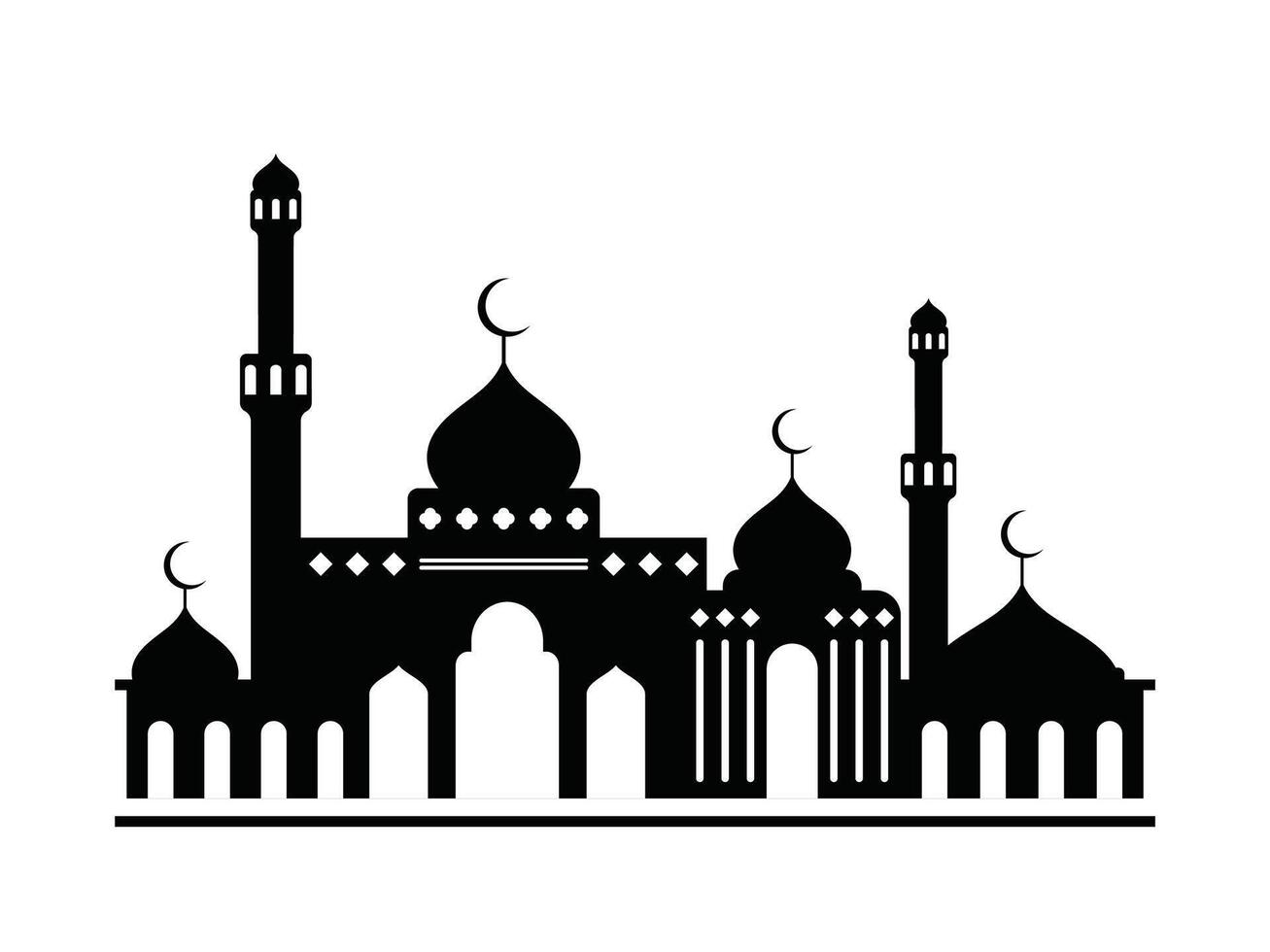 abstract mosque building silhouette illustration vector