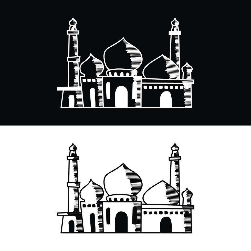 abstract outlined mosque sketch illustration vector