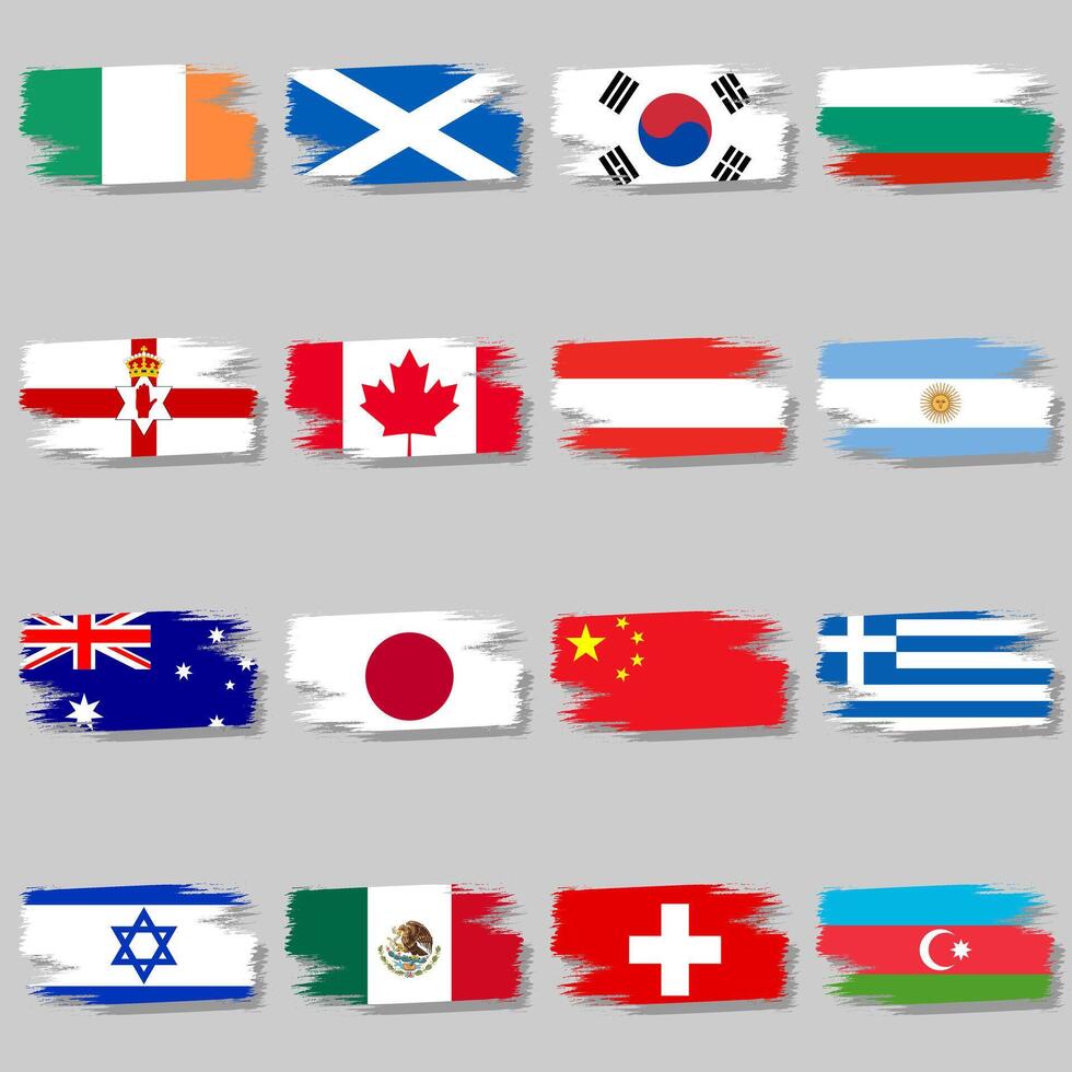 Brush set with national flags vector