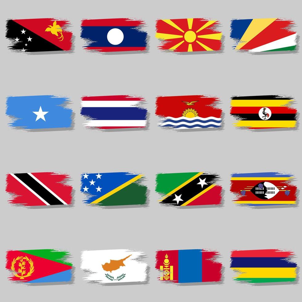 Icon brush by a bunch of national flags vector