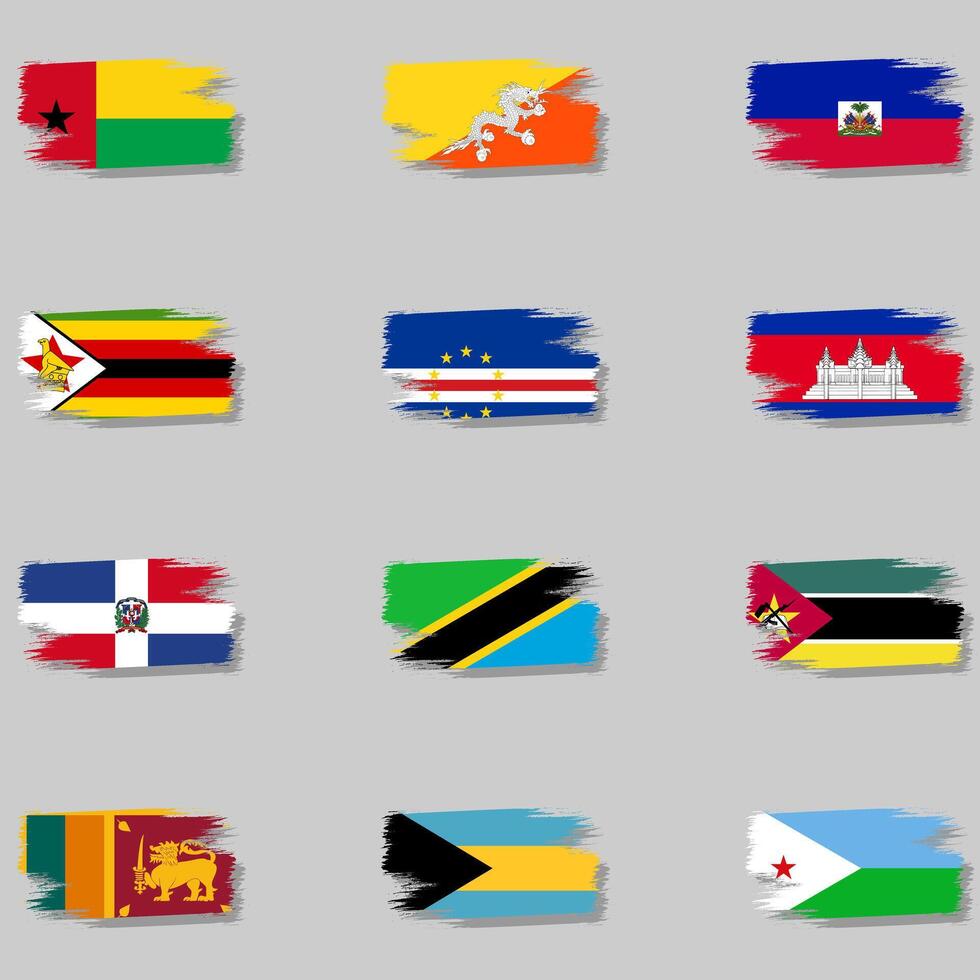Set of flags brush vector
