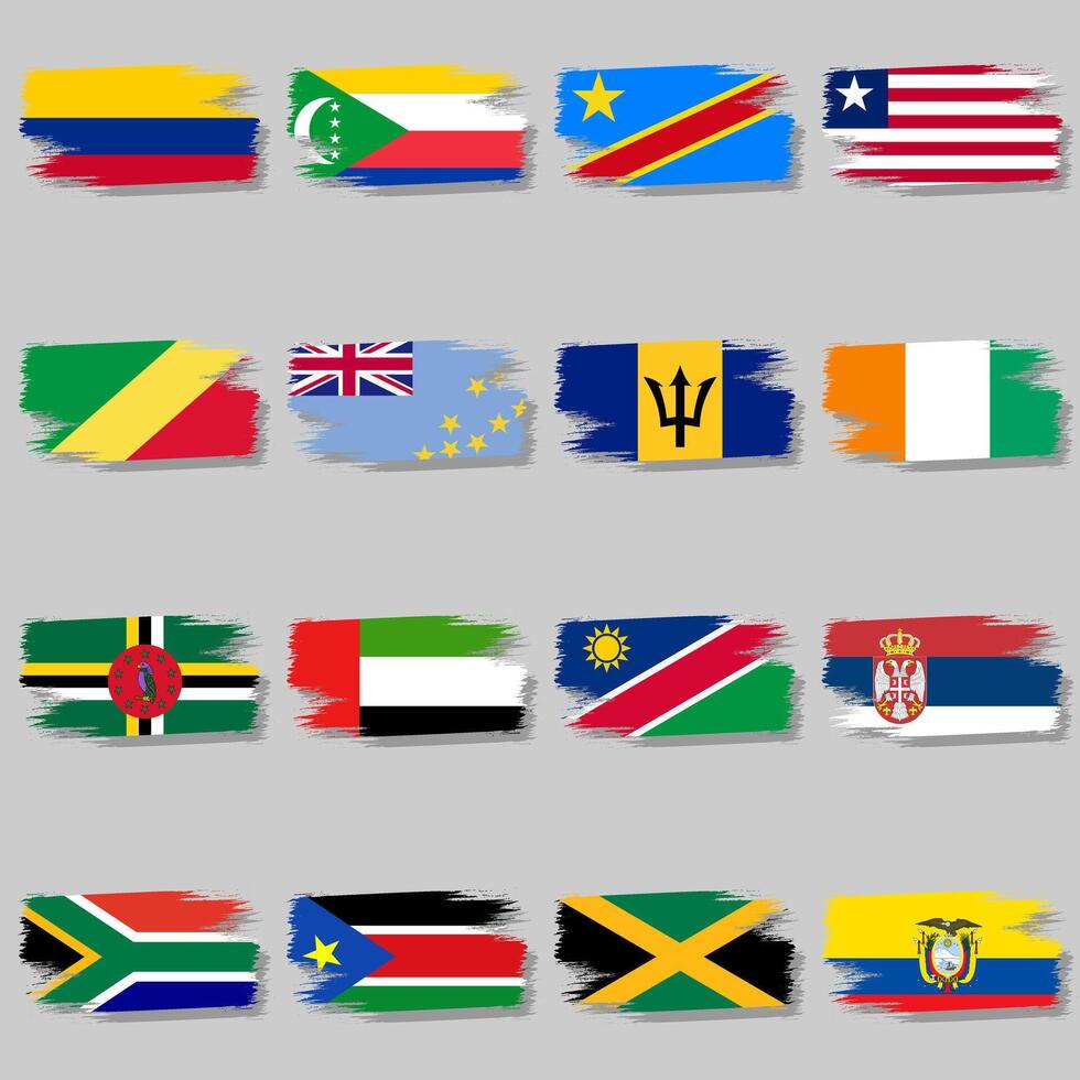 Brush style selection of national countries vector