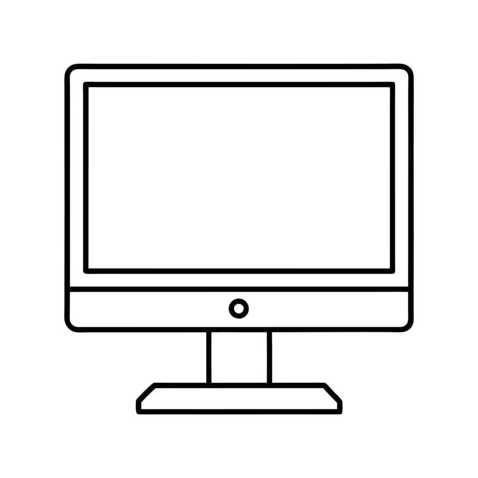 Desktop Computer Monitor with Stand - Minimalist Line Art Design for Office and Tech Graphics vector