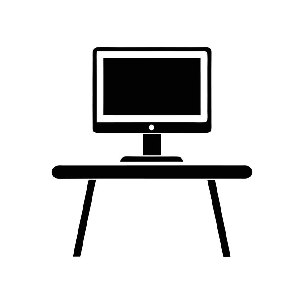 Desktop Monitor Line Art - Minimalist Illustration for Office and Technology Themes vector
