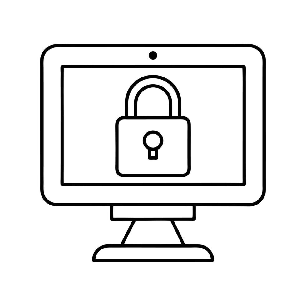 Cybersecurity Lock - Network Protection, Data Encryption, and Online Privacy Icon vector