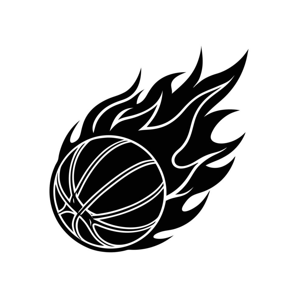 Intense Sports Energy - Fiery Basketball with Flames for Action-Packed Designs vector