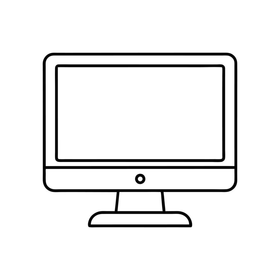 Office Desktop Monitor - Minimalist Line Art Design for Technology and Workspaces vector