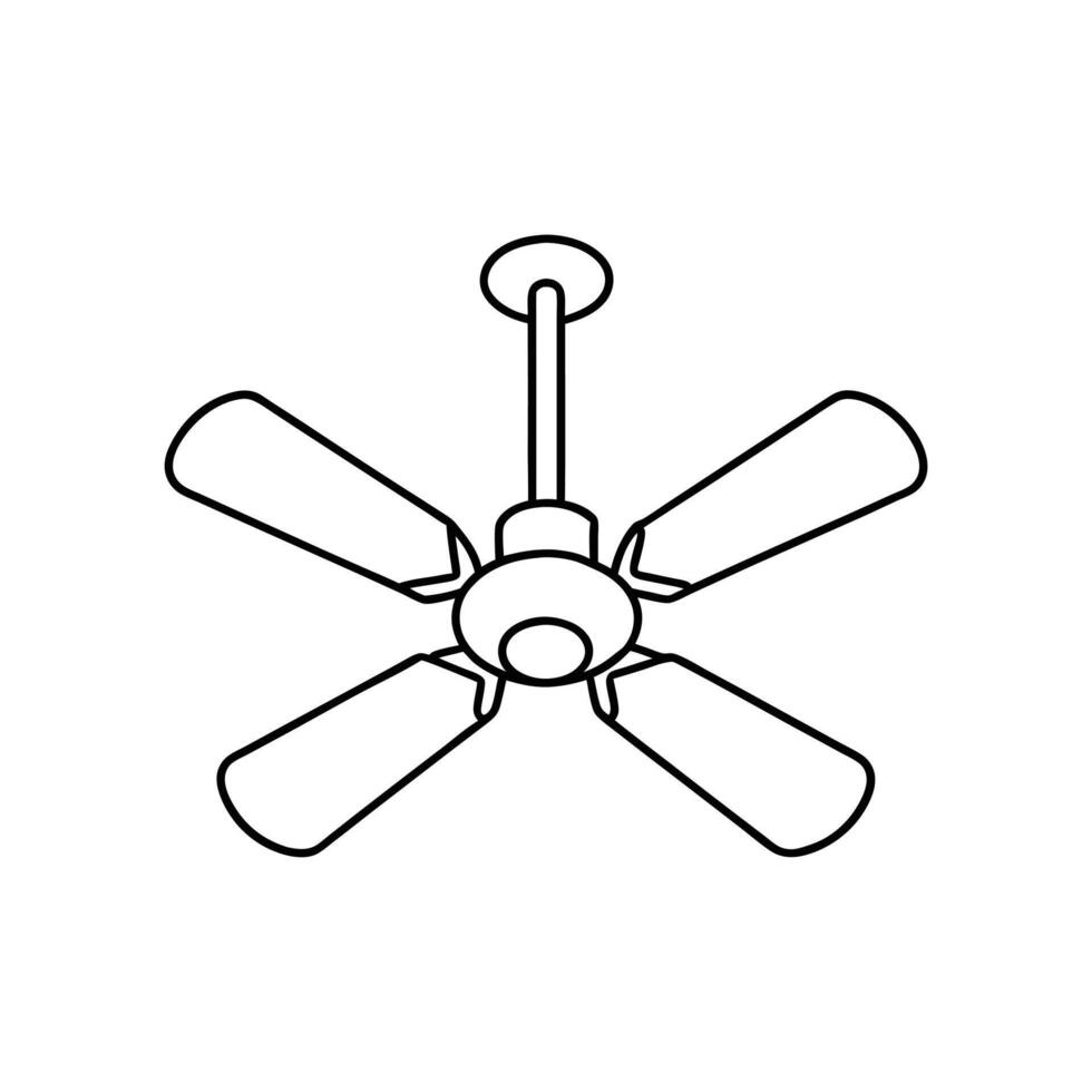 Modern Home Cooling - Stylish Ceiling Fan Illustration for Interior Appliance Art vector