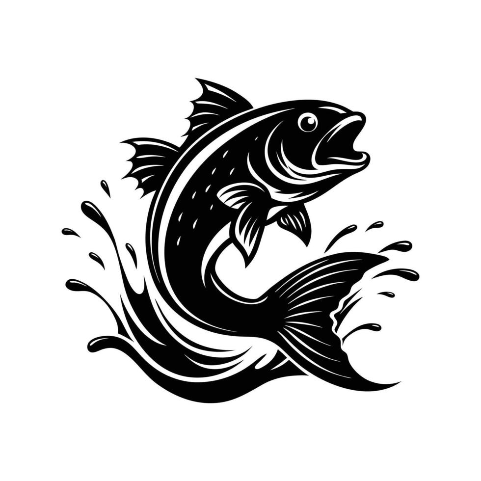 Leaping Fish - Dynamic Midair Illustration for Ocean, Wildlife, and Aquatic Nature Art vector
